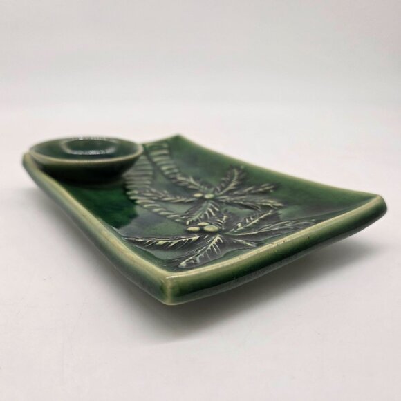 Hoening Maui Ceramic Fish Motif Sushi Platter & Soy Sauce Bowl Palm Trees - Picture 6 of 7